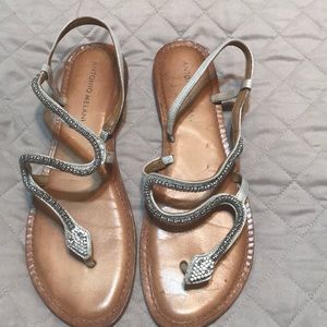 Antonio Melani snake silver women’s sandals 9